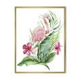 thumbnail image 1 of Designart 'Flamingo With Pink Flowers and Exotic Foliage' Traditional Framed Canvas Wall Art Print, 1 of 5