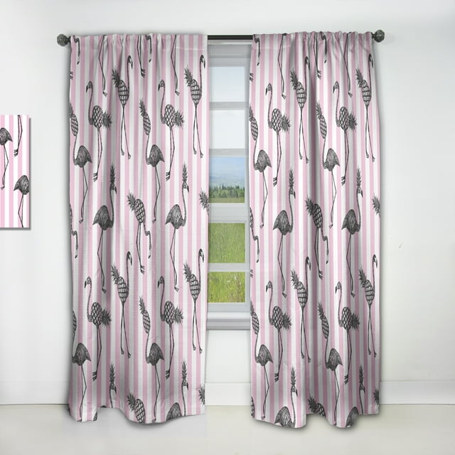 Designart 'Flamingo on Pink Retro' Mid-Century Modern Curtain Panel