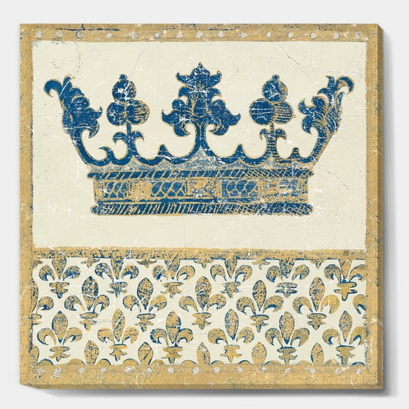 Designart 'Fleur de Lis Gold Crown' Ornate Glam gallery-wrapped Canvas