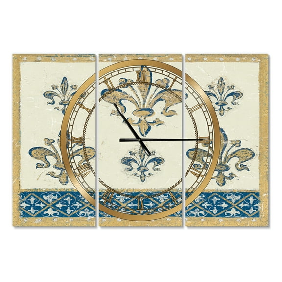 Designart 'Fleur de Lis Gold Pattern' Traditional Wall Clock