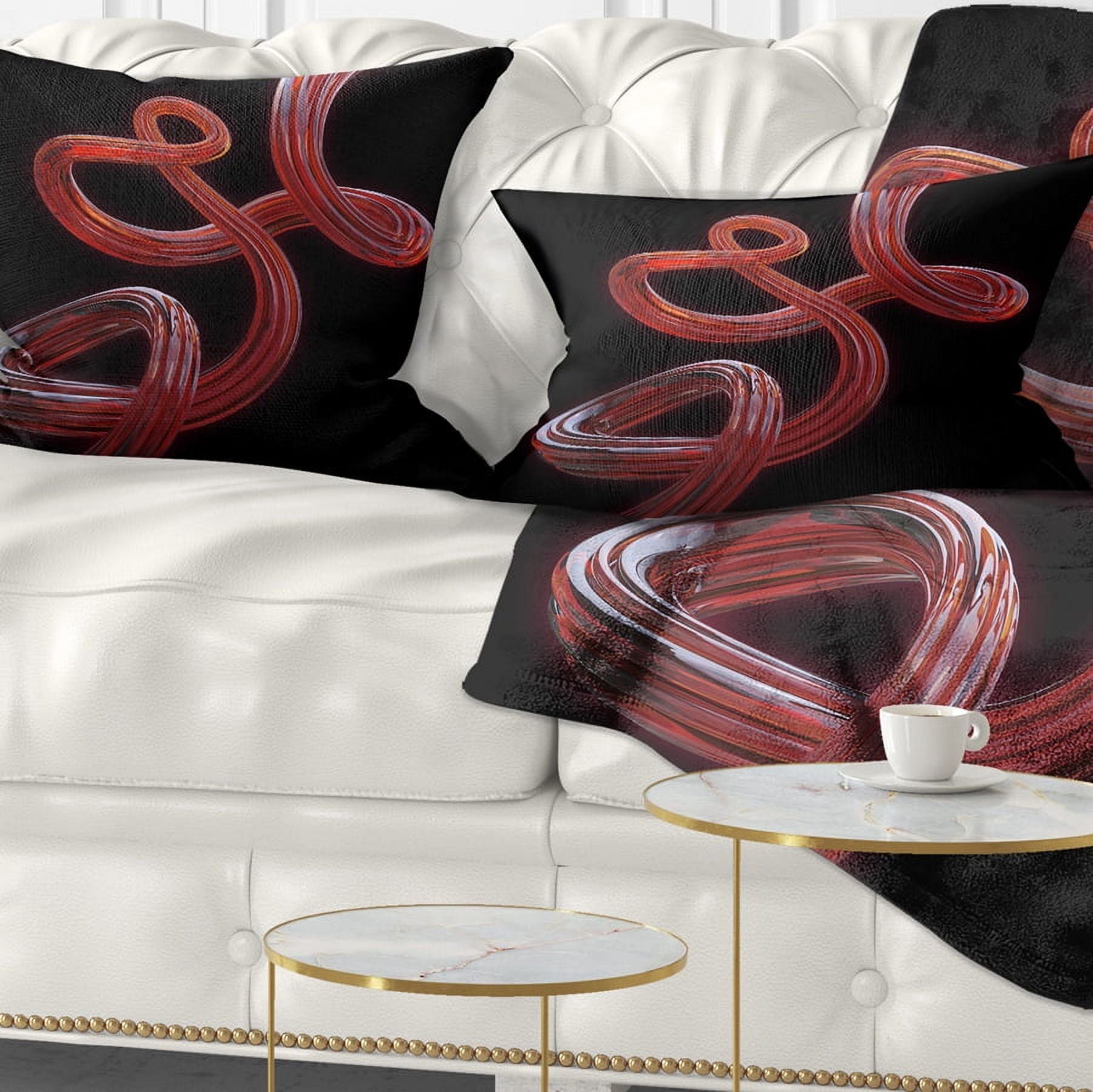 Designart Flexible Caramel Line on Black - Abstract Throw Pillow - 12x20