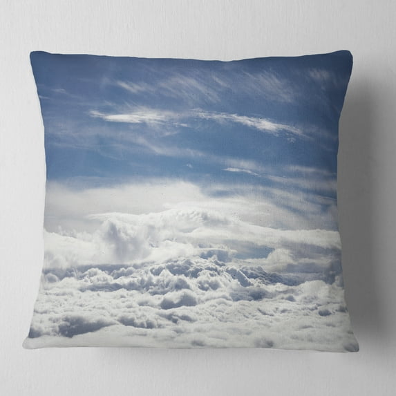 Designart Flight over Bright Clouds - Contemporary Landscape Printed Throw Pillow - 16x16
