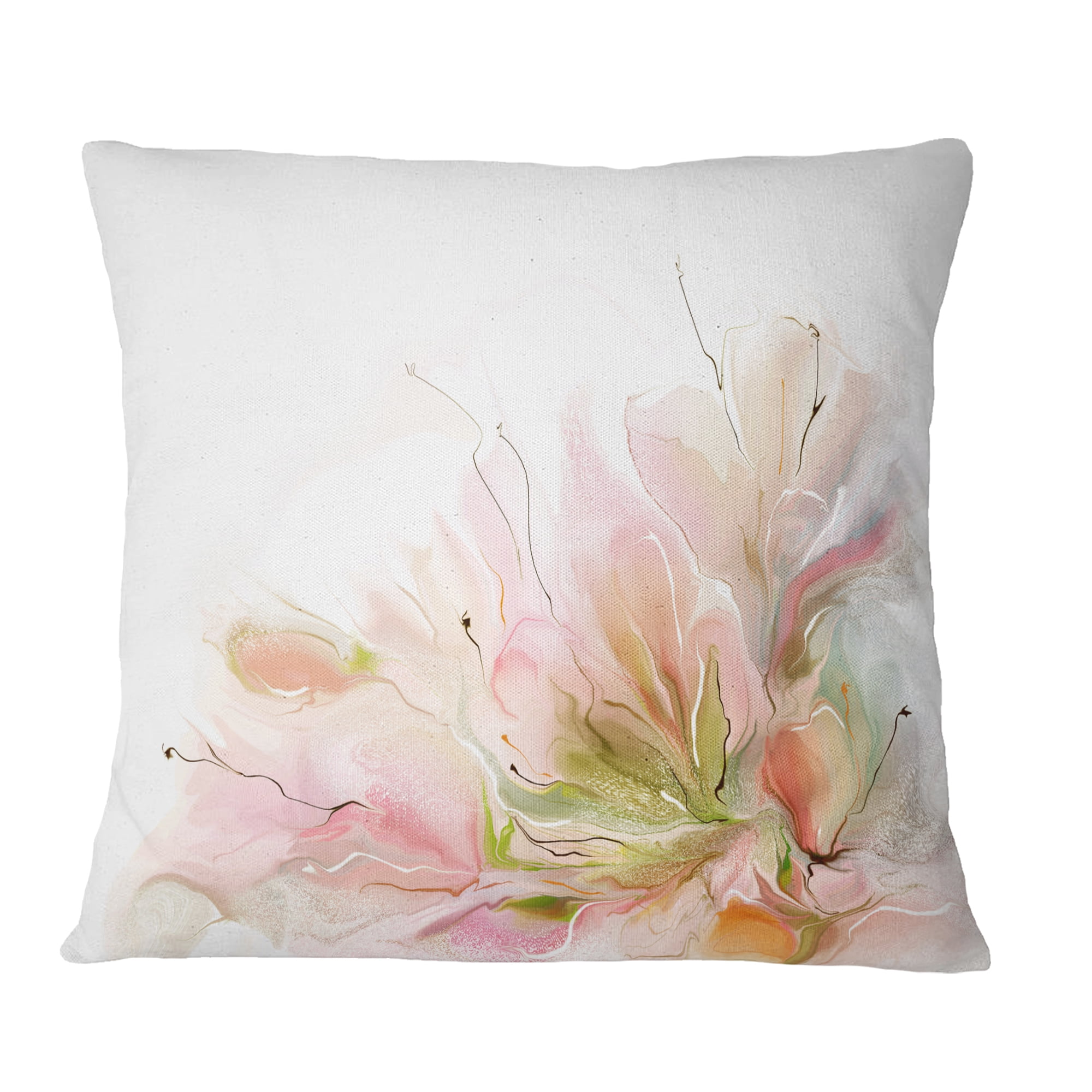 Designart Floral Abstract Design on White - Floral Throw Pillow - 16x16