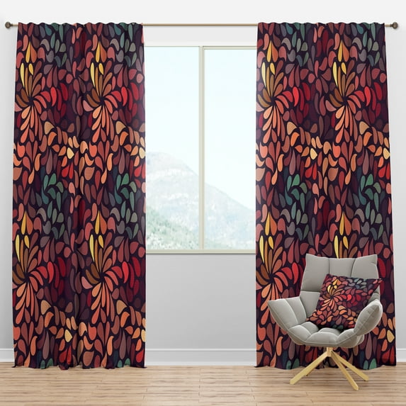 Designart 'Floral Abstract Pattern I' Bohemian & Eclectic Blackout Curtain Panel