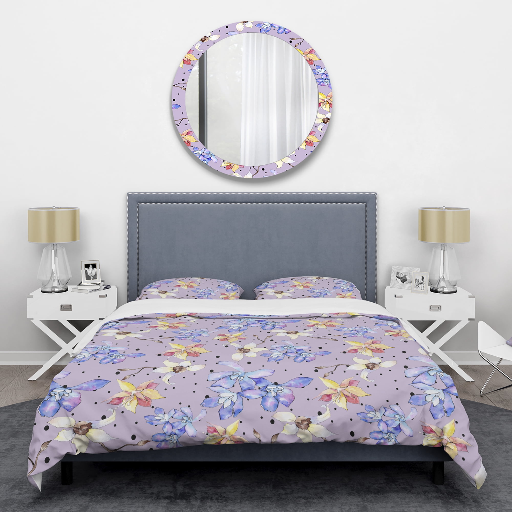 Designart 'Floral Botanical Retro V' Mid-Century Modern Duvet Cover Set