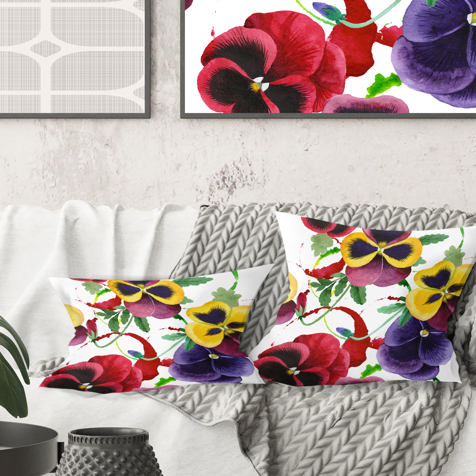 Designart Floral Botanical Retro VIII' Mid-Century Modern Throw Pillow - 16x16