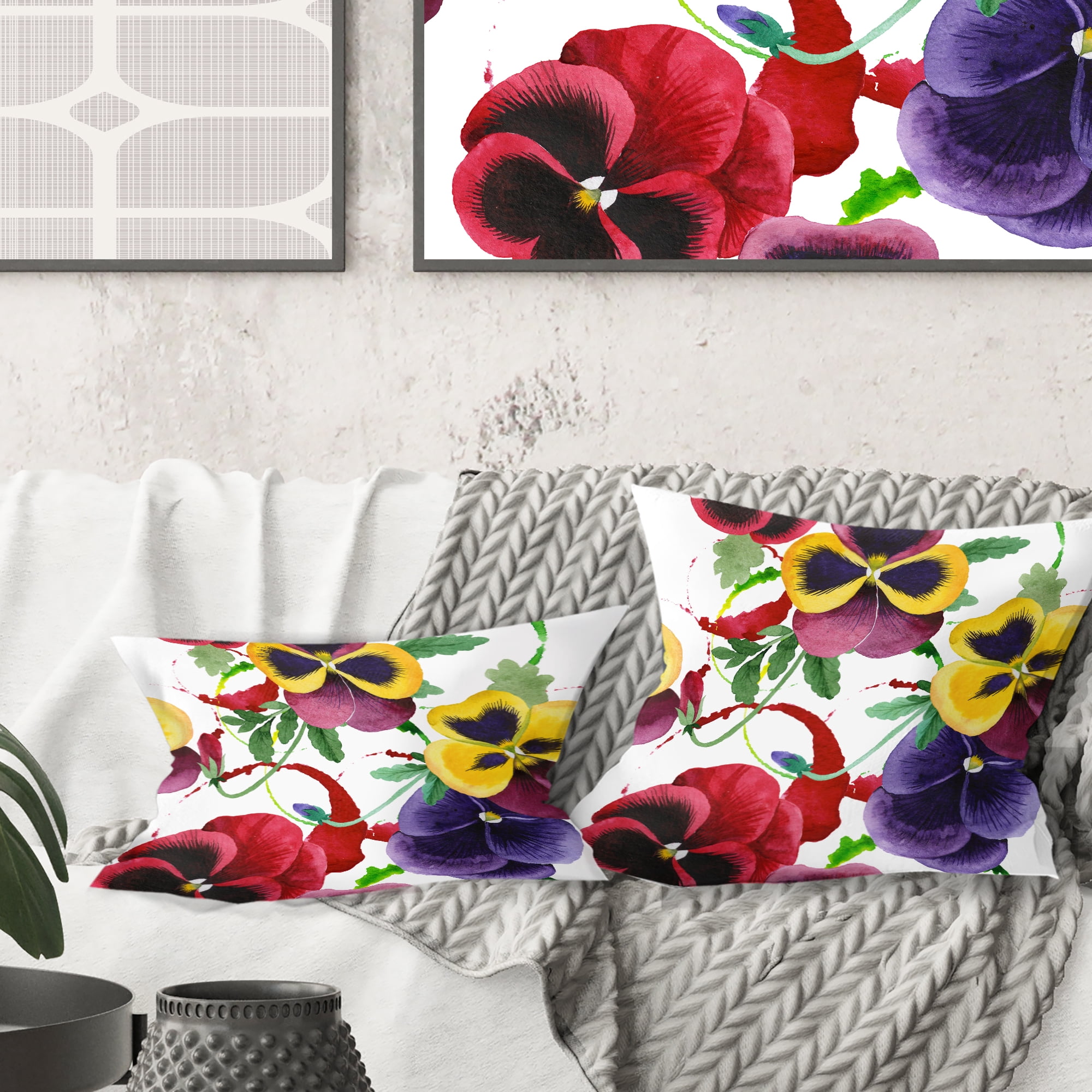 Designart Floral Botanical Retro VIII' Mid-Century Modern Throw Pillow - 18x18