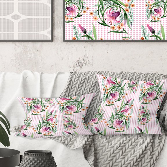Designart Floral Botanical Retro X' Mid-Century Modern Throw Pillow - 16x16