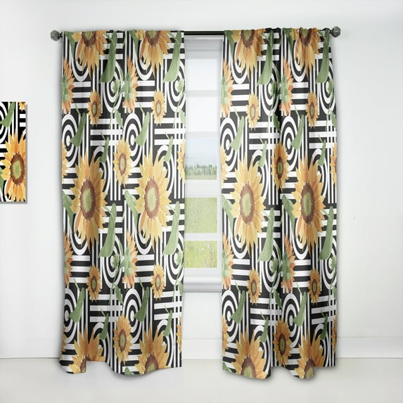 Designart 'Floral Botanical Retro XIV' Mid-Century Modern Curtain Panel