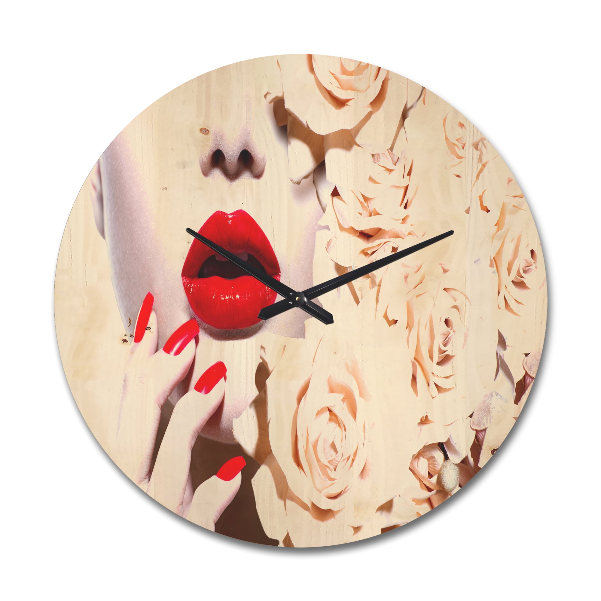 Designart 'Floral Design and Woman's Fashion' Shabby Chic Wood Wall Clock