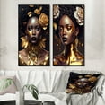 thumbnail image 1 of Designart "Floral Elegance in Gold and Black VI" Woman African American Framed Wall Art Set Of 2 - Gold Fashion Gallery Wall Frame Set For Home Decor, 1 of 7