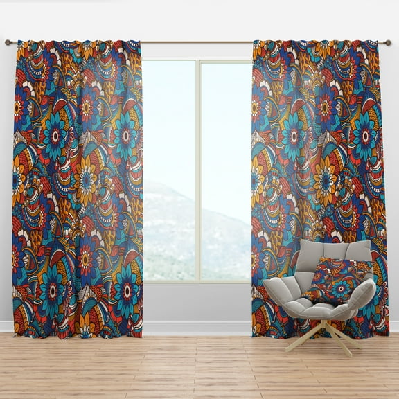 Designart 'Floral Elements With Pattern' Bohemian & Eclectic Curtain Panel