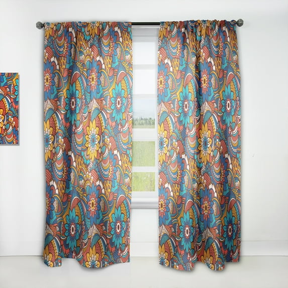 Designart 'Floral Elements With Pattern' Bohemian & Eclectic Curtain Panel