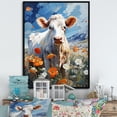 thumbnail image 1 of Designart "Floral Grazing Cow II" Animals Floater Framed Canvas Art Print, 1 of 7