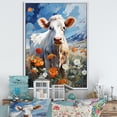 thumbnail image 1 of Designart "Floral Grazing Cow II" Animals Floater Framed Canvas Art Print, 1 of 7