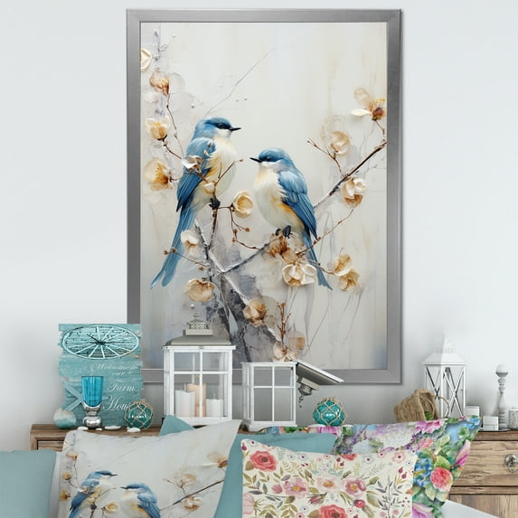 Designart "Floral Harmony Birds Of Paradise I" Birds Of Paradise Picture Framed Wall Decor