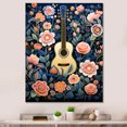 Designart "Floral Harmony Guitar in Pink" Music Canvas Wall Art
