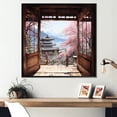 thumbnail image 1 of Designart "Floral Japanese Panorama Windows in Pink" Landscapes Framed Wall Art - Pink Japan Entryway Framed Wall Art, 1 of 6