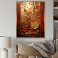 thumbnail image 1 of Designart "Floral Japanese Tiles in Gold and Red III" Abstract Framed Wall Art - Modern Red Abstract Botanicals Entryway Framed Wall Art, 1 of 6