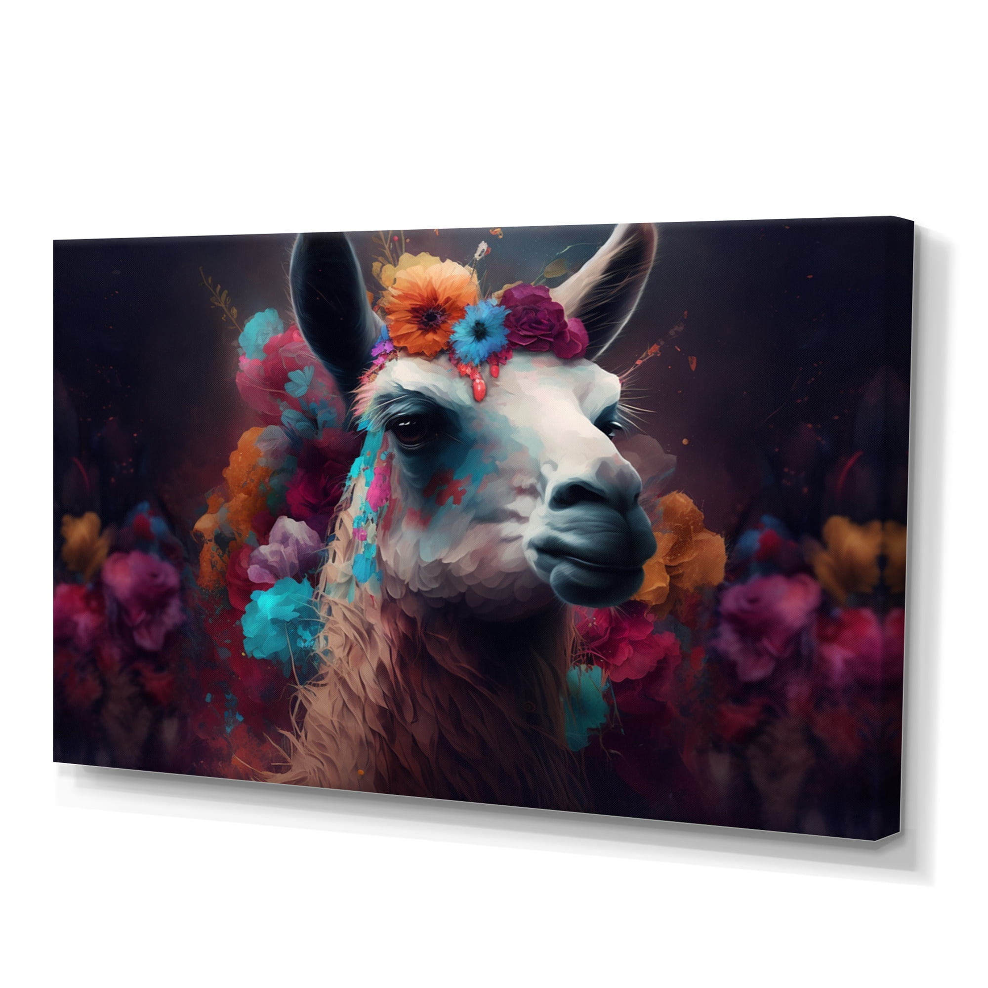Designart Floral Lama I Canvas Wall Art
