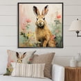 thumbnail image 1 of Designart "Floral Meadow Rabbit Curiosity III" Animals Framed Wall Art - Traditional Green Rabbit Hallway Framed Wall Art Decor, 1 of 6