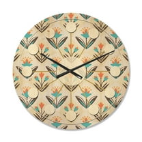 Designart 'Floral Ornament With Pattern' Mid-Century Modern Wood Wall Clock