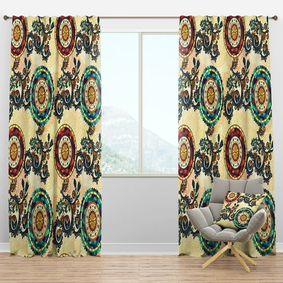 Designart 'Floral Paisley Ethnic Pattern' Bohemian & Eclectic Blackout Curtain Panel