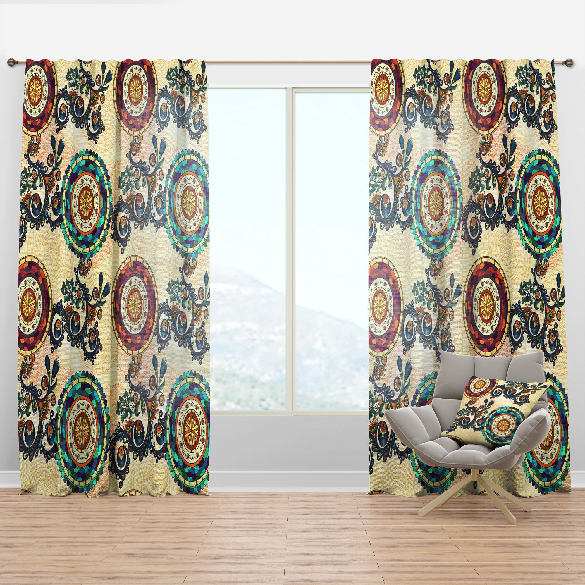 Designart 'Floral Paisley Ethnic Pattern' Bohemian & Eclectic Curtain Panel