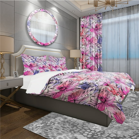 Designart 'Floral Pattern' Modern & Contemporary Duvet Cover Set