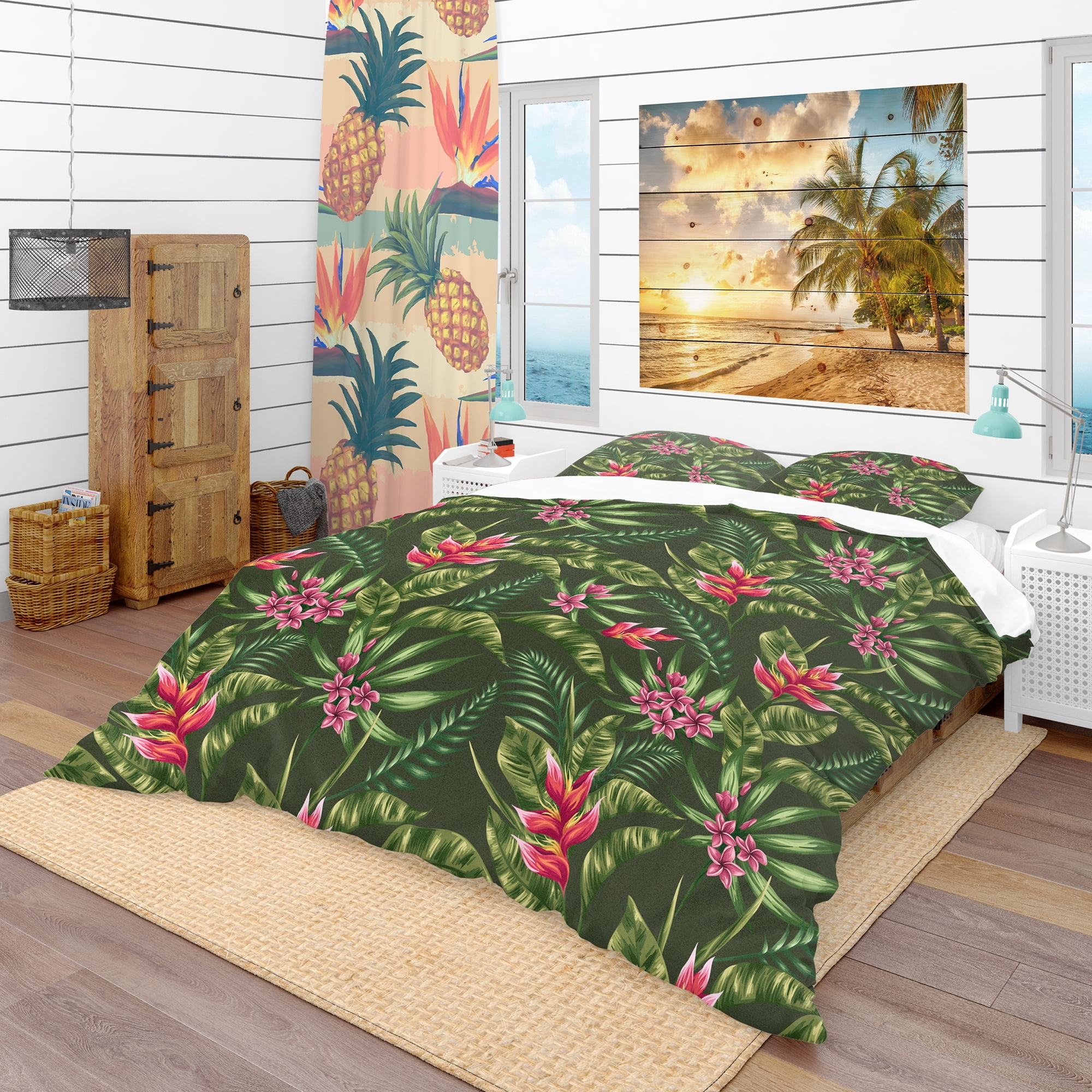 Designart 'Floral Pattern' Tropical Duvet Cover Set