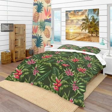 Designart 'Floral Pattern' Tropical Duvet Cover Set
