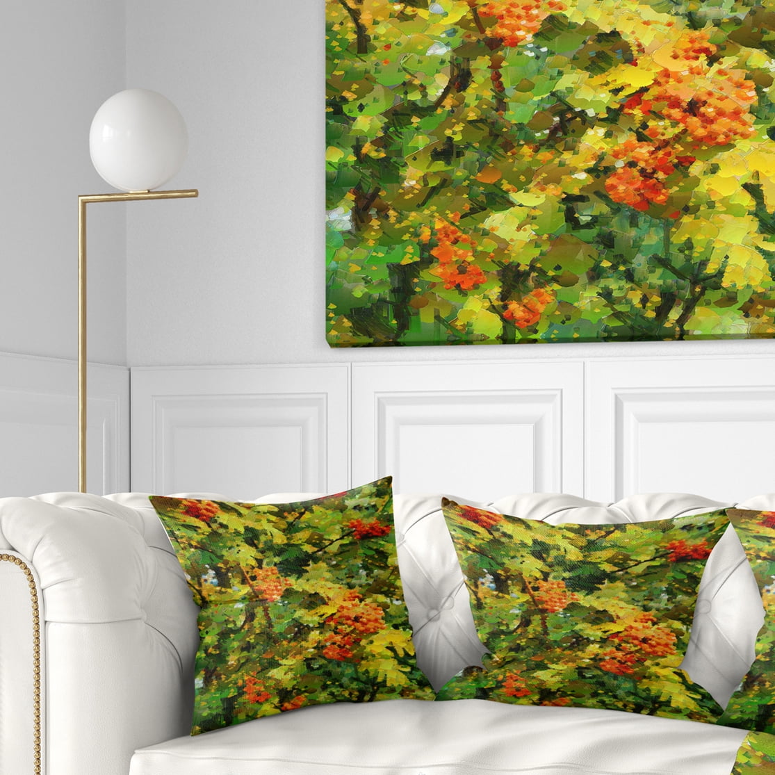 Designart Floral Pattern with Palette Knife - Flower Throw Pillow - 16x16