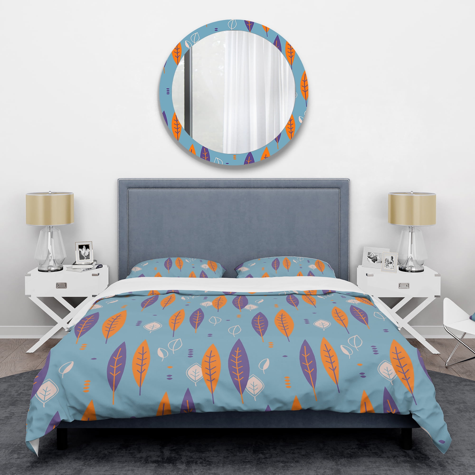 Designart 'Floral Retro Botanical Pattern II' Mid-Century Modern Duvet Cover Set