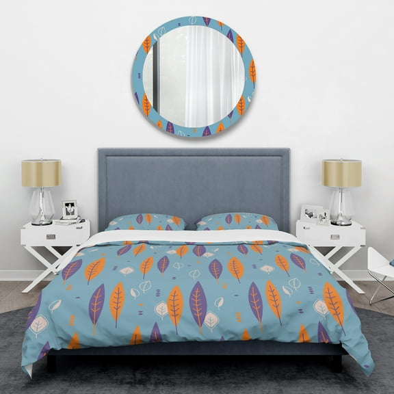 Designart 'Floral Retro Botanical Pattern II' Mid-Century Modern Duvet Cover Set