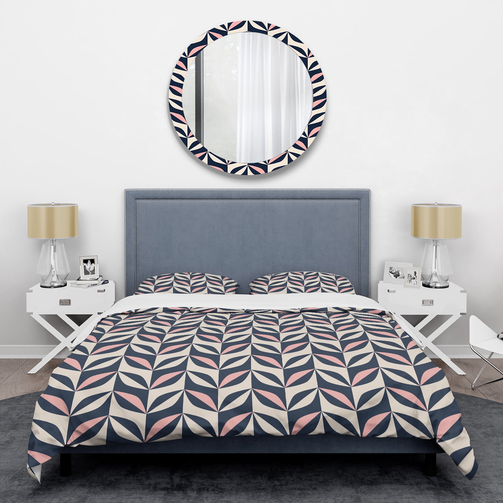 Designart 'Floral Retro Botanical Pattern III' Mid-Century Modern Duvet Cover Set