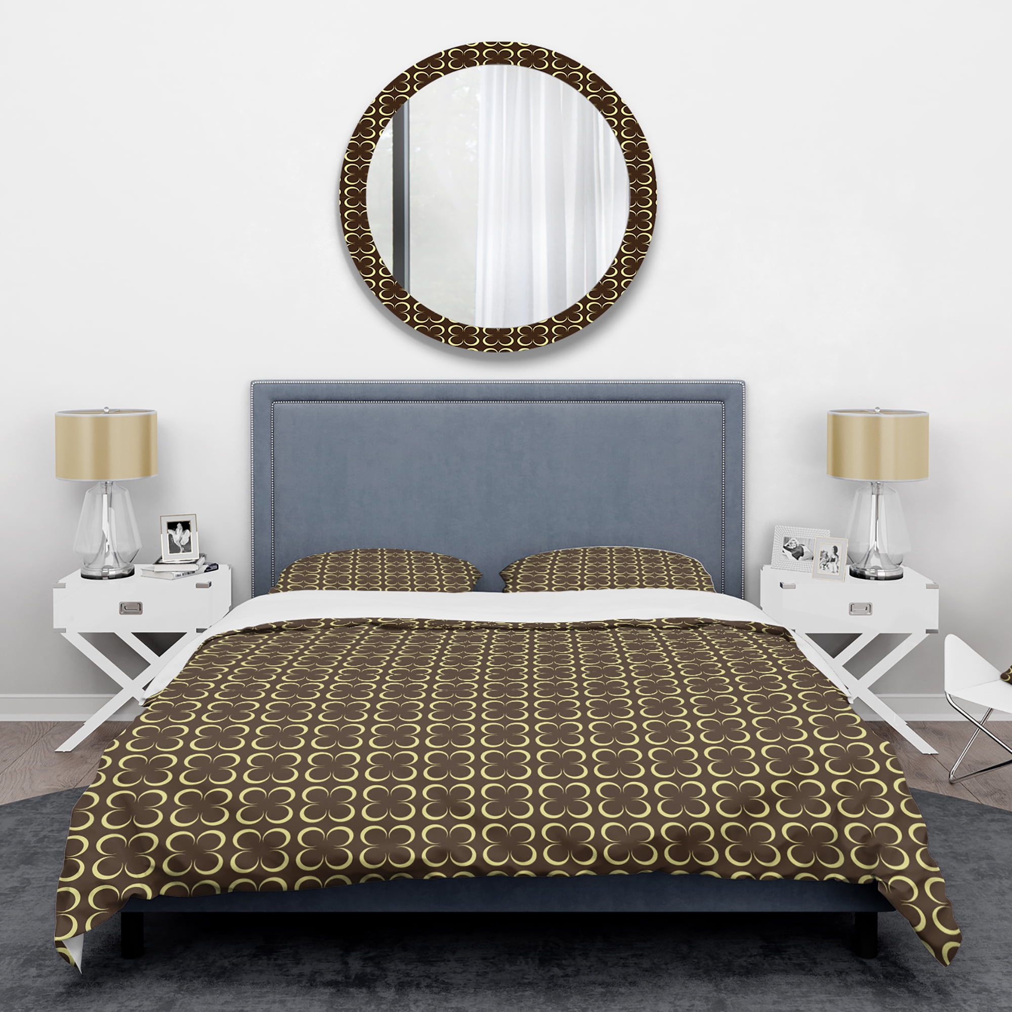 Designart 'Floral Retro Pattern II' Mid-Century Modern Duvet Cover Set