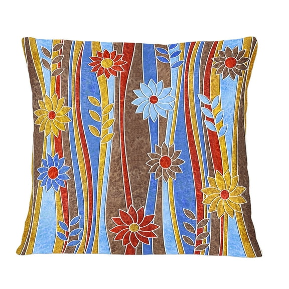 Designart Floral Retro Pattern III' Mid-Century Modern Throw Pillow - 12x20