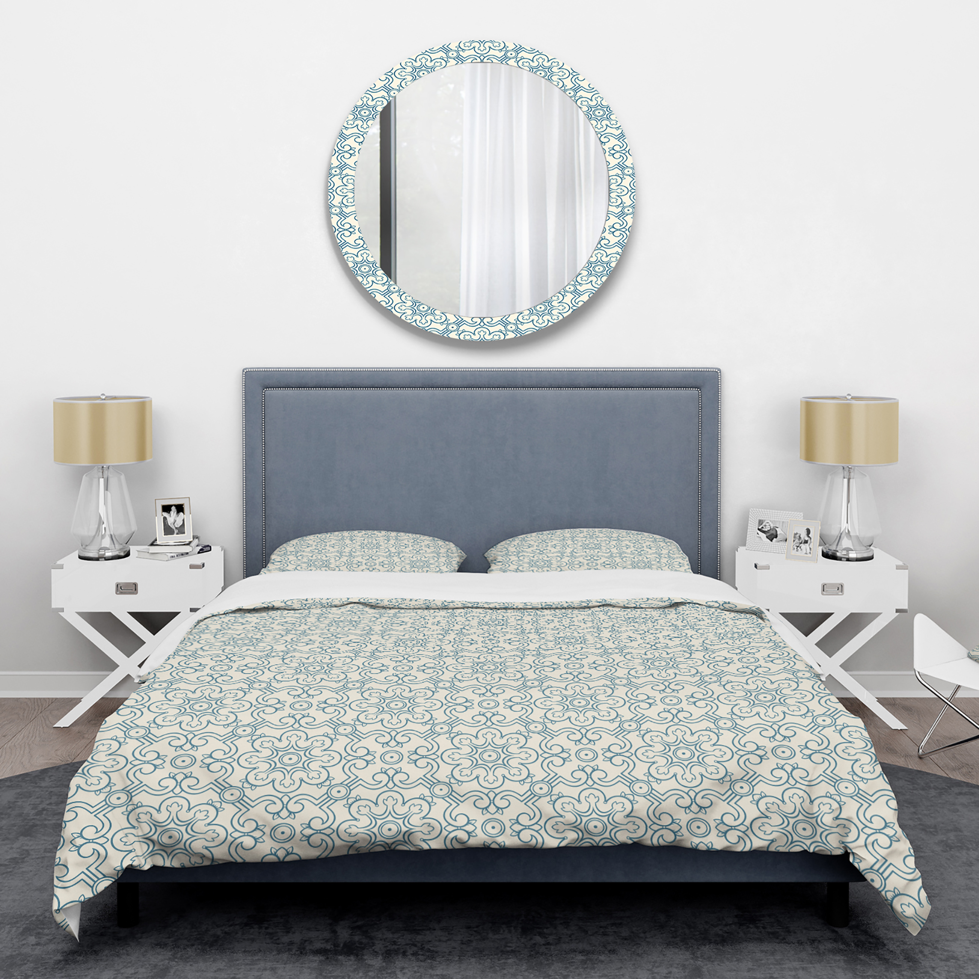 Designart 'Floral Retro Pattern IV' Mid-Century Modern Duvet Cover Set
