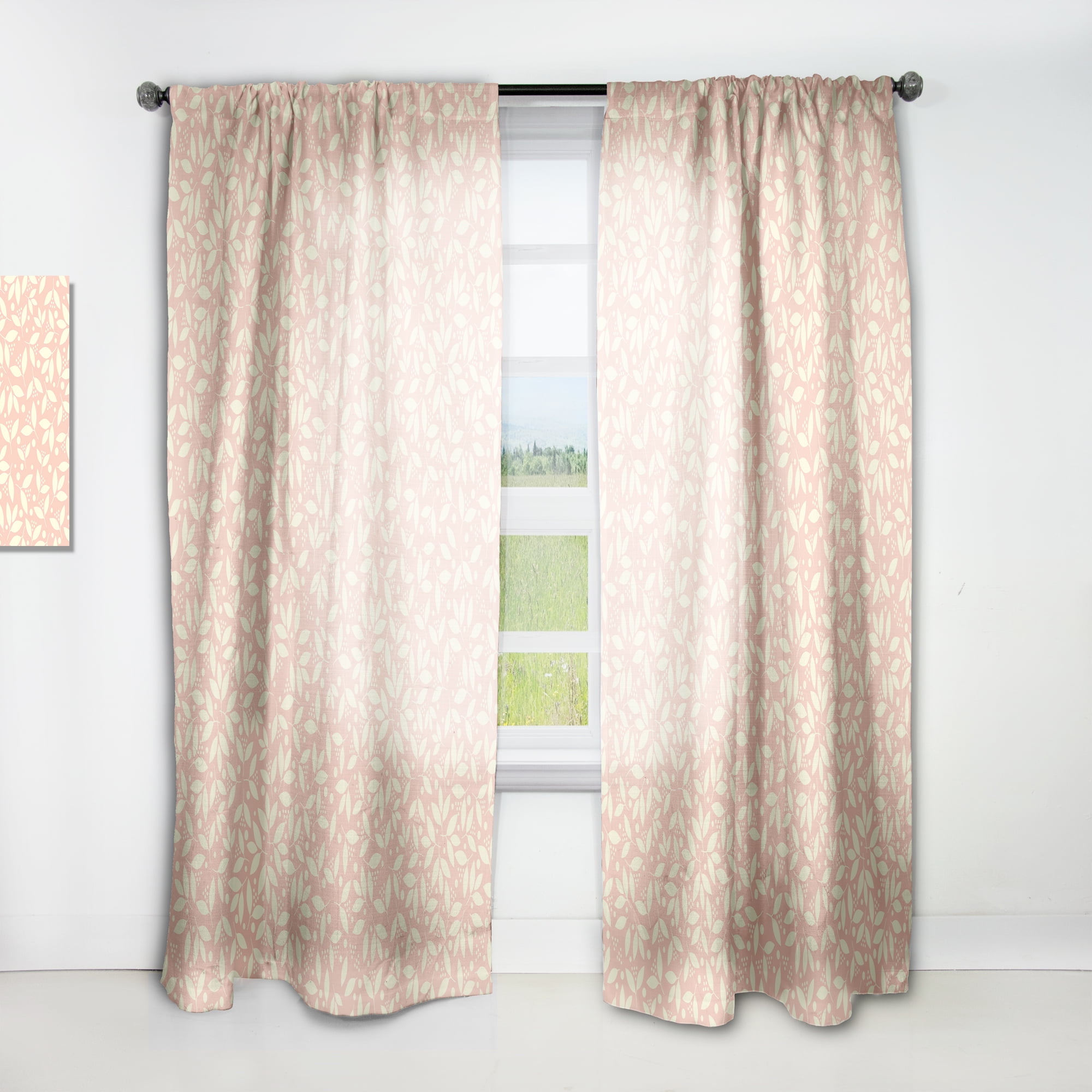 Designart 'Floral Retro Pattern V' Mid-Century Modern Curtain Panel