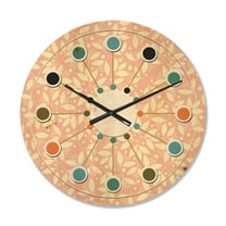 Designart 'Floral Retro Pattern V' Mid-Century Modern Wood Wall Clock