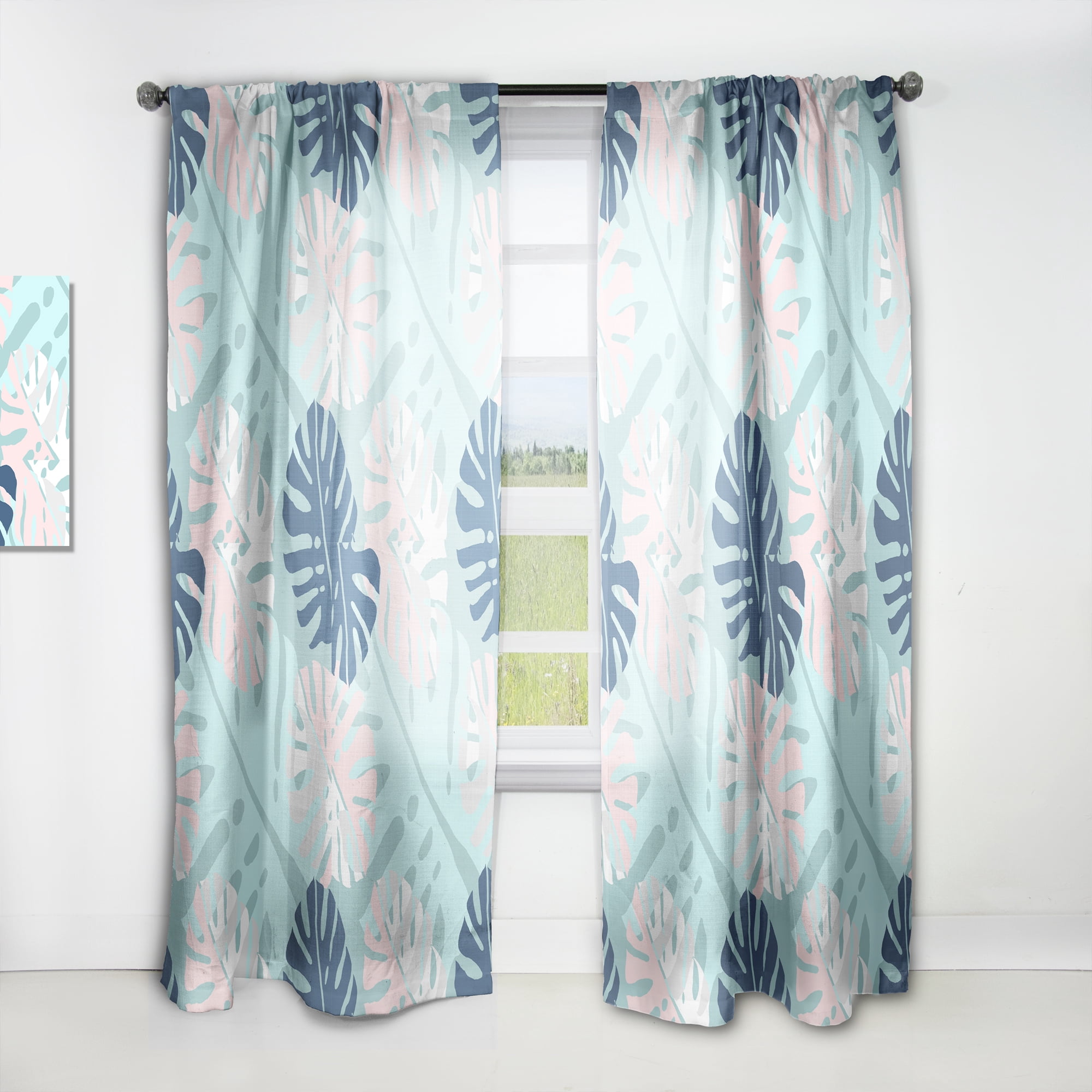 Designart 'Floral Retro Pattern VII' Mid-Century Modern Curtain Panel