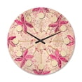 thumbnail image 1 of Designart 'Floral Retro Pattern XII' Mid-Century Modern Wood Wall Clock, 1 of 5