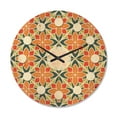 thumbnail image 1 of Designart 'Floral Retro Pattern XIV' Mid-Century Modern Wood Wall Clock, 1 of 5