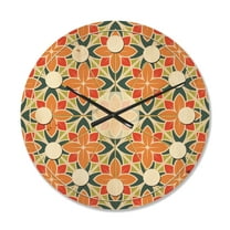 Designart 'Floral Retro Pattern XIV' Mid-Century Modern Wood Wall Clock