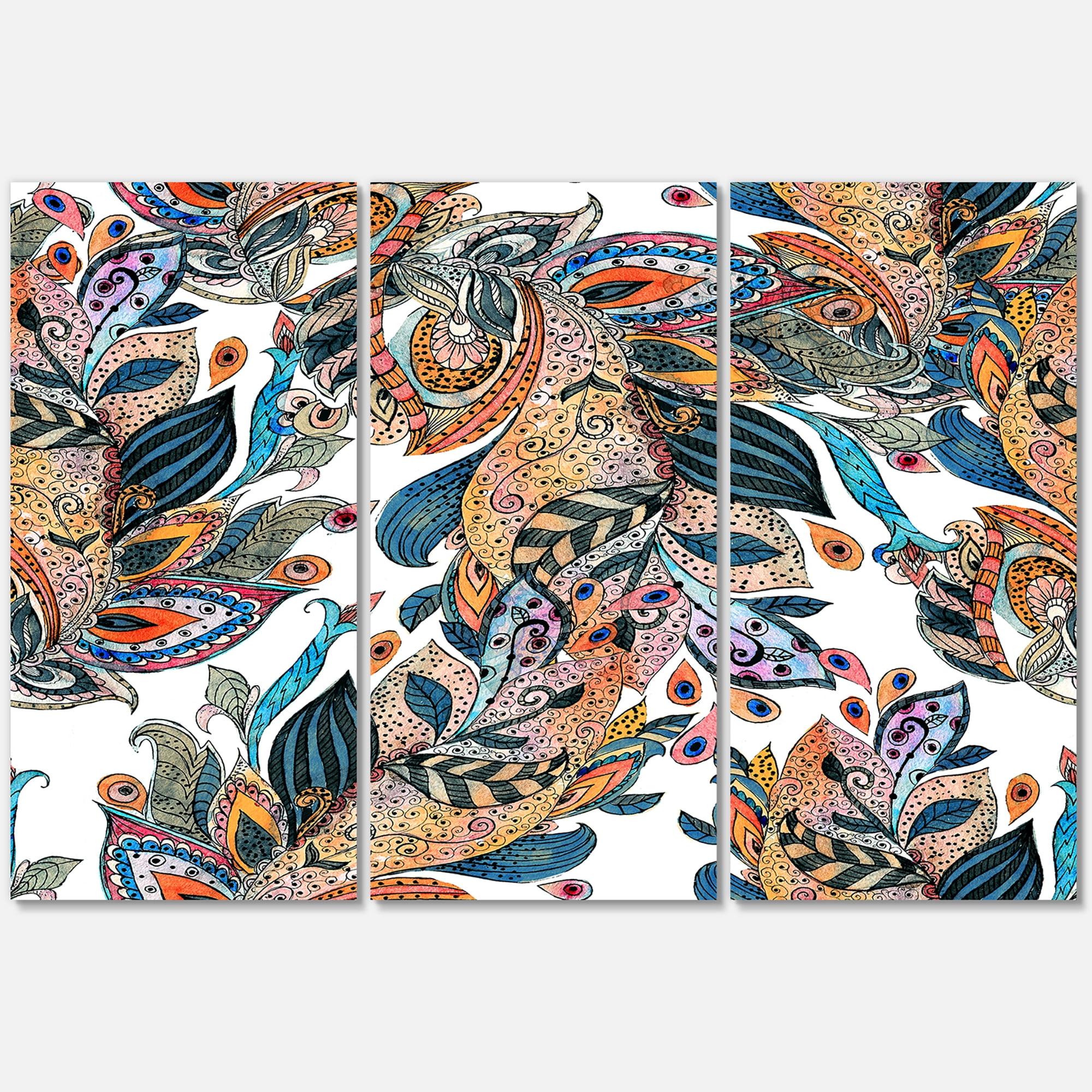 Designart ' Floral Seamless Abstract Texture Pattern ' Traditional Canvas Wall Art Print
