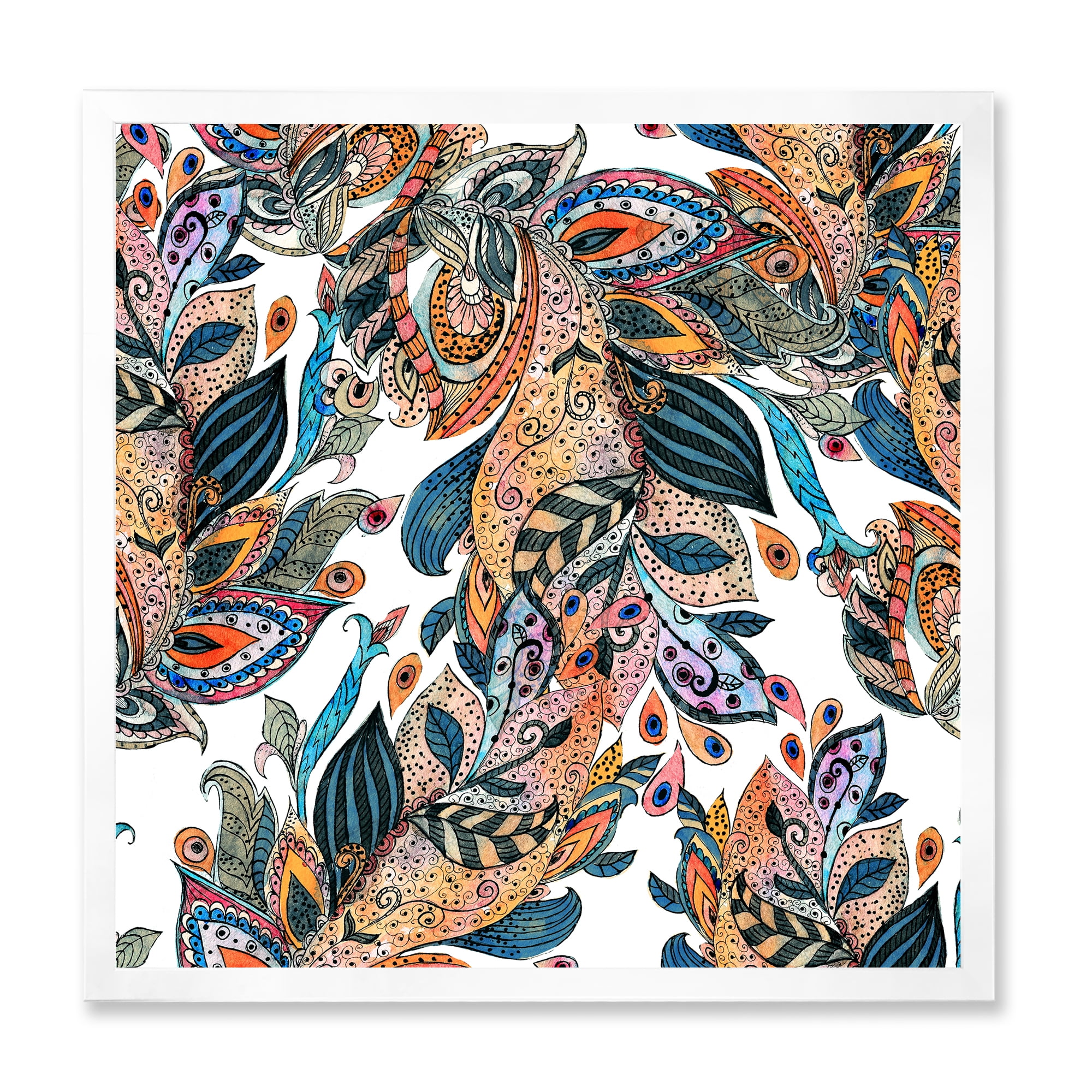 Designart 'Floral Seamless Abstract Texture Pattern' Traditional Framed Art Print