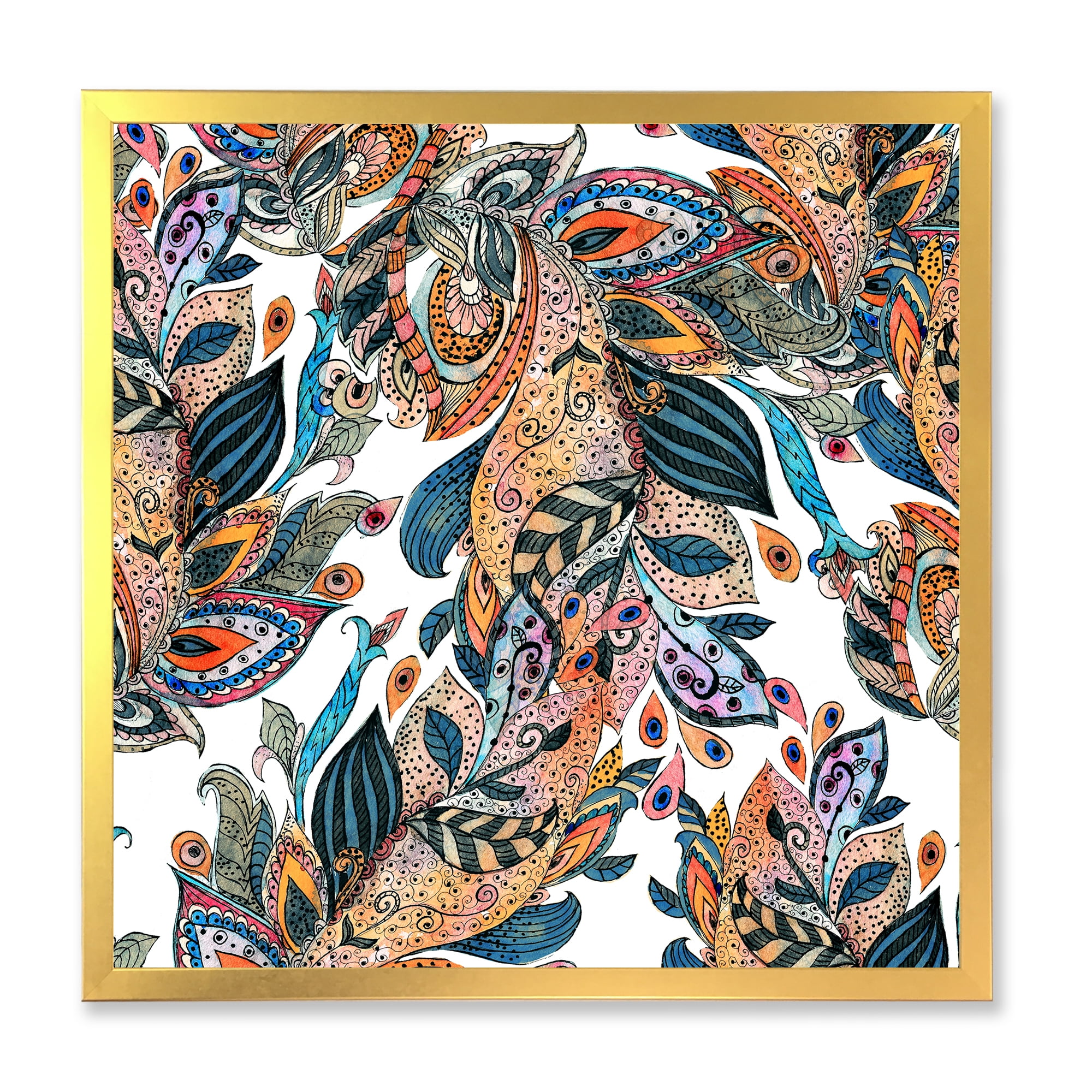Designart 'Floral Seamless Abstract Texture Pattern' Traditional Framed Art Print