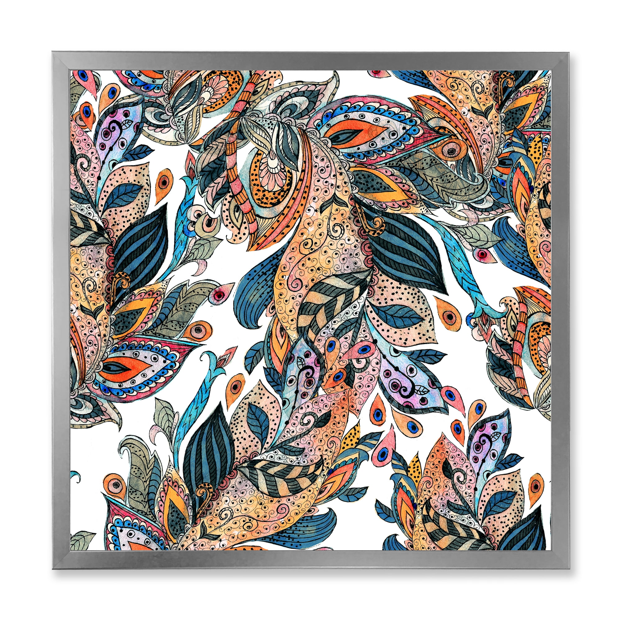 Designart 'Floral Seamless Abstract Texture Pattern' Traditional Framed Art Print