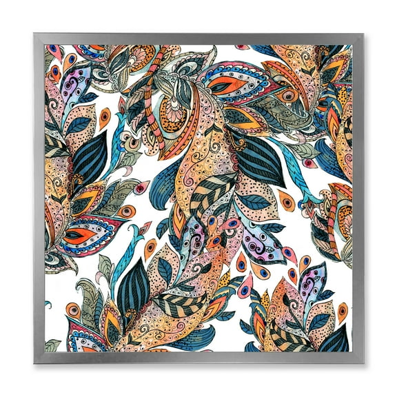 Designart 'Floral Seamless Abstract Texture Pattern' Traditional Framed Art Print