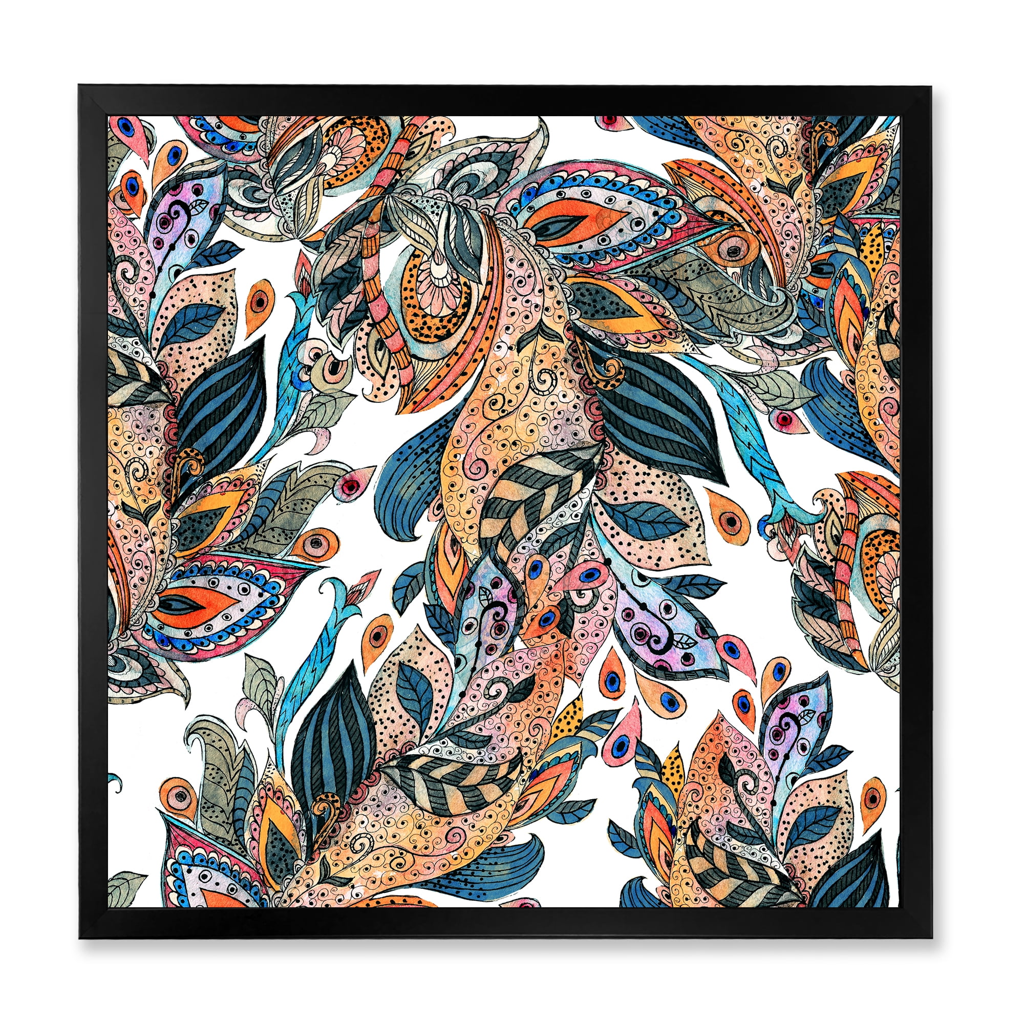 Designart 'Floral Seamless Abstract Texture Pattern' Traditional Framed Art Print